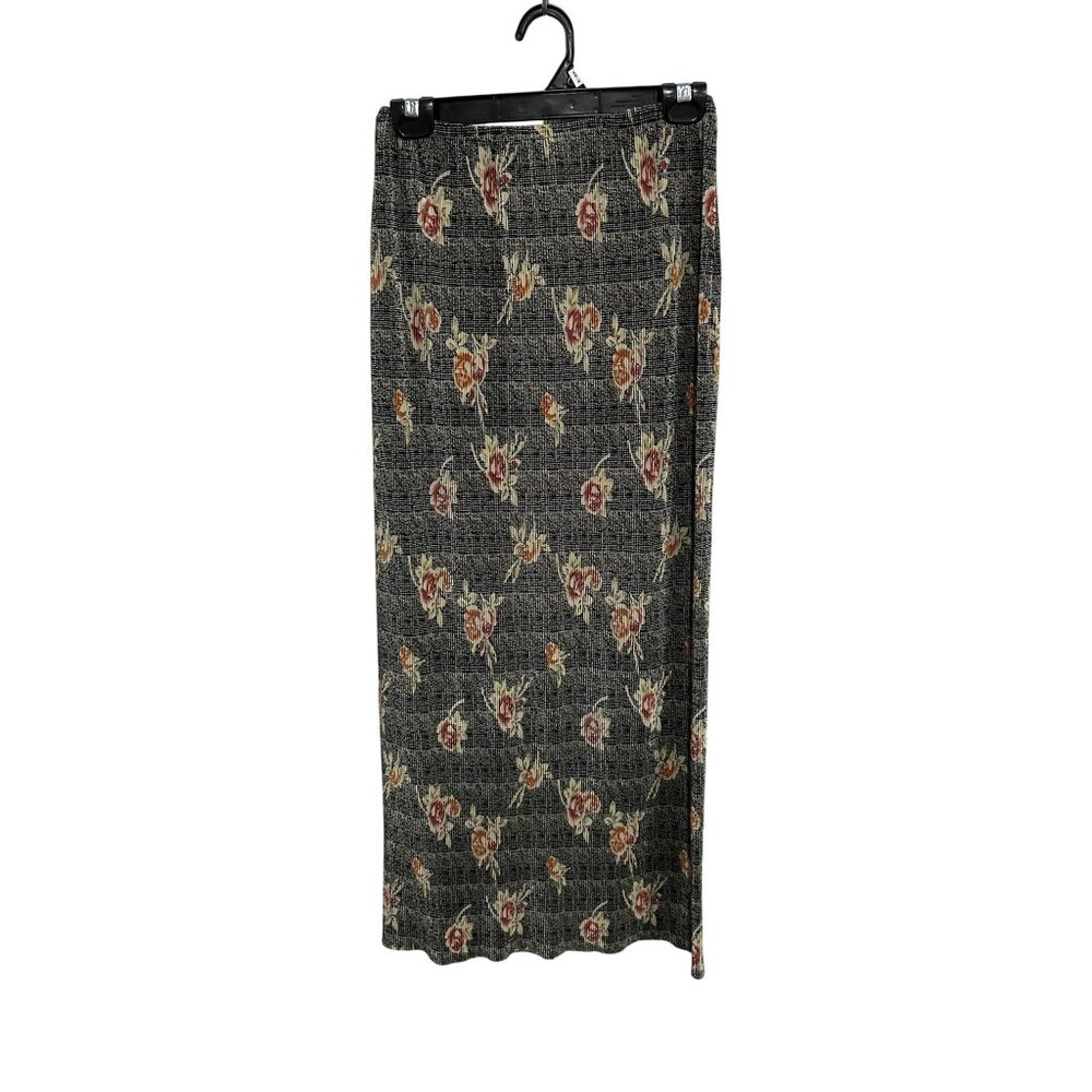 Rafael Floral Print Multicolor Polyester Elastic Waist Midi Skirt Sz M Boho Chic
